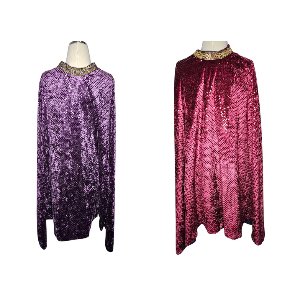 Princess Sequin Cape Costume Set Elsa Anna Inspired Purple Magenta Dress Up